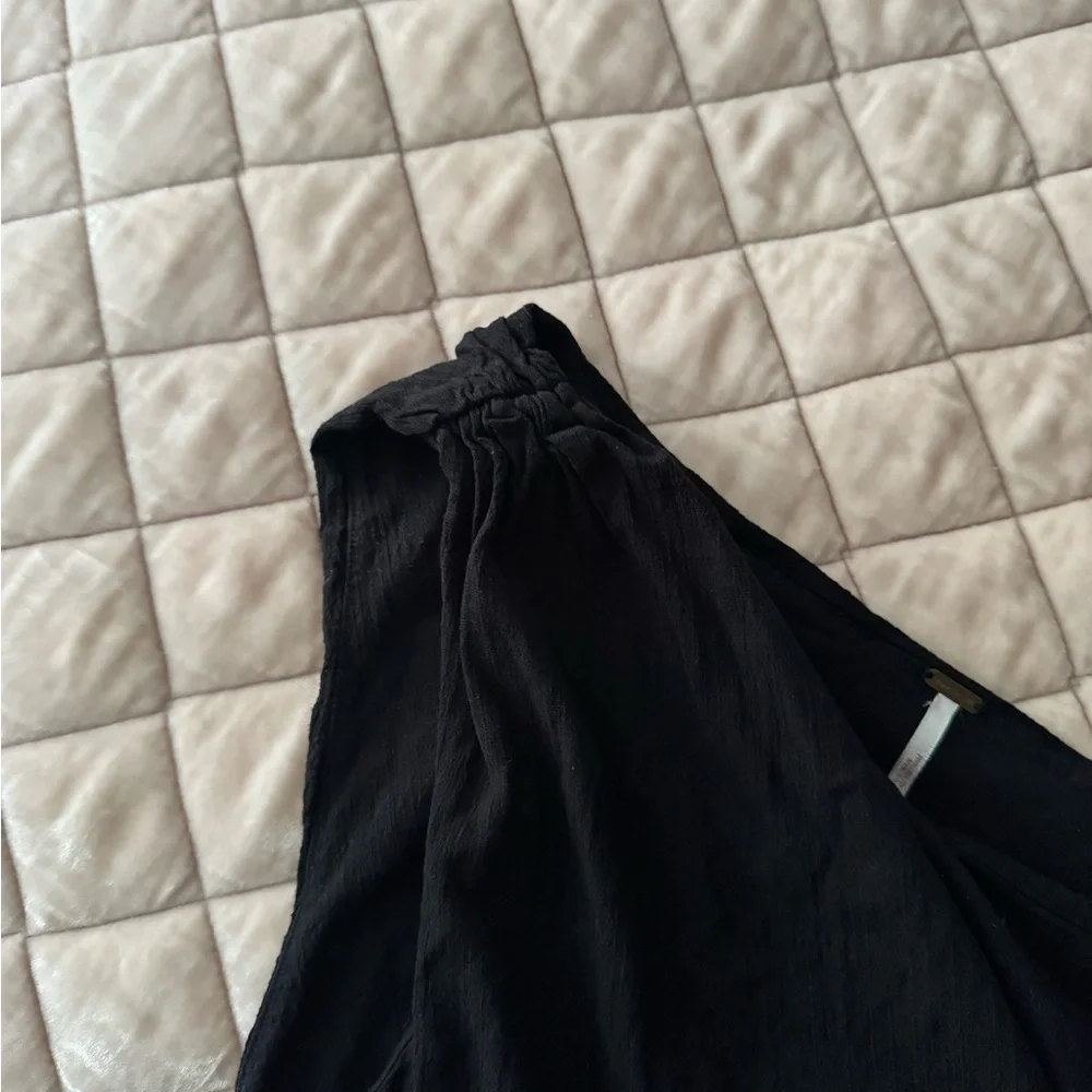 Free People One Shoulder Black Crop Top, Large